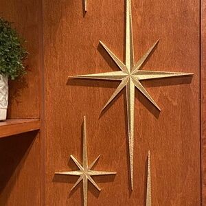 Mid Century Modern Elongated Pointed Starbursts - 3D printed - 4 PACK -Gold